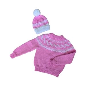 Child's Fair Isle Crewneck Pullover With Matching Toque - Acrylic - New